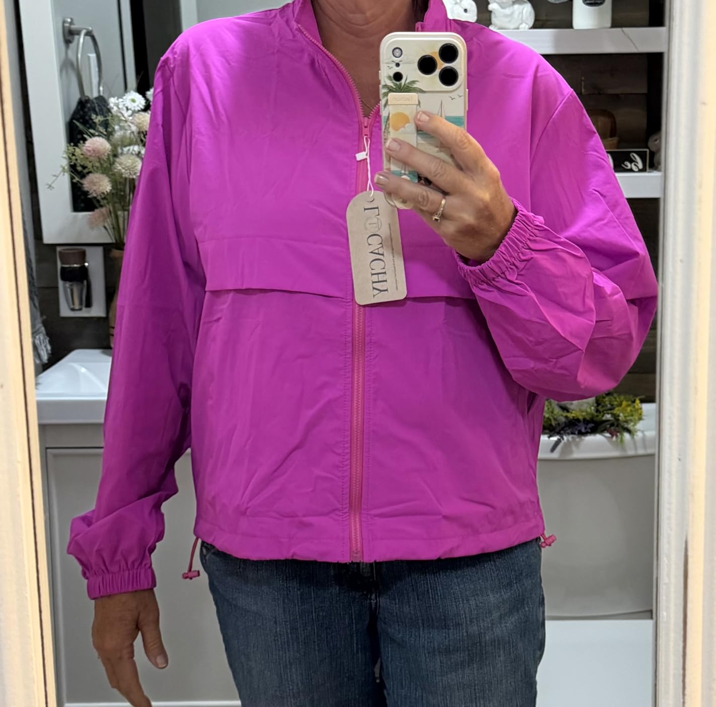 Locachy Women's Lightweight Zip Up Athletic Jacket Stand Collar Windproof Sun Protection Workout Outdoor Jacket customer photo 1