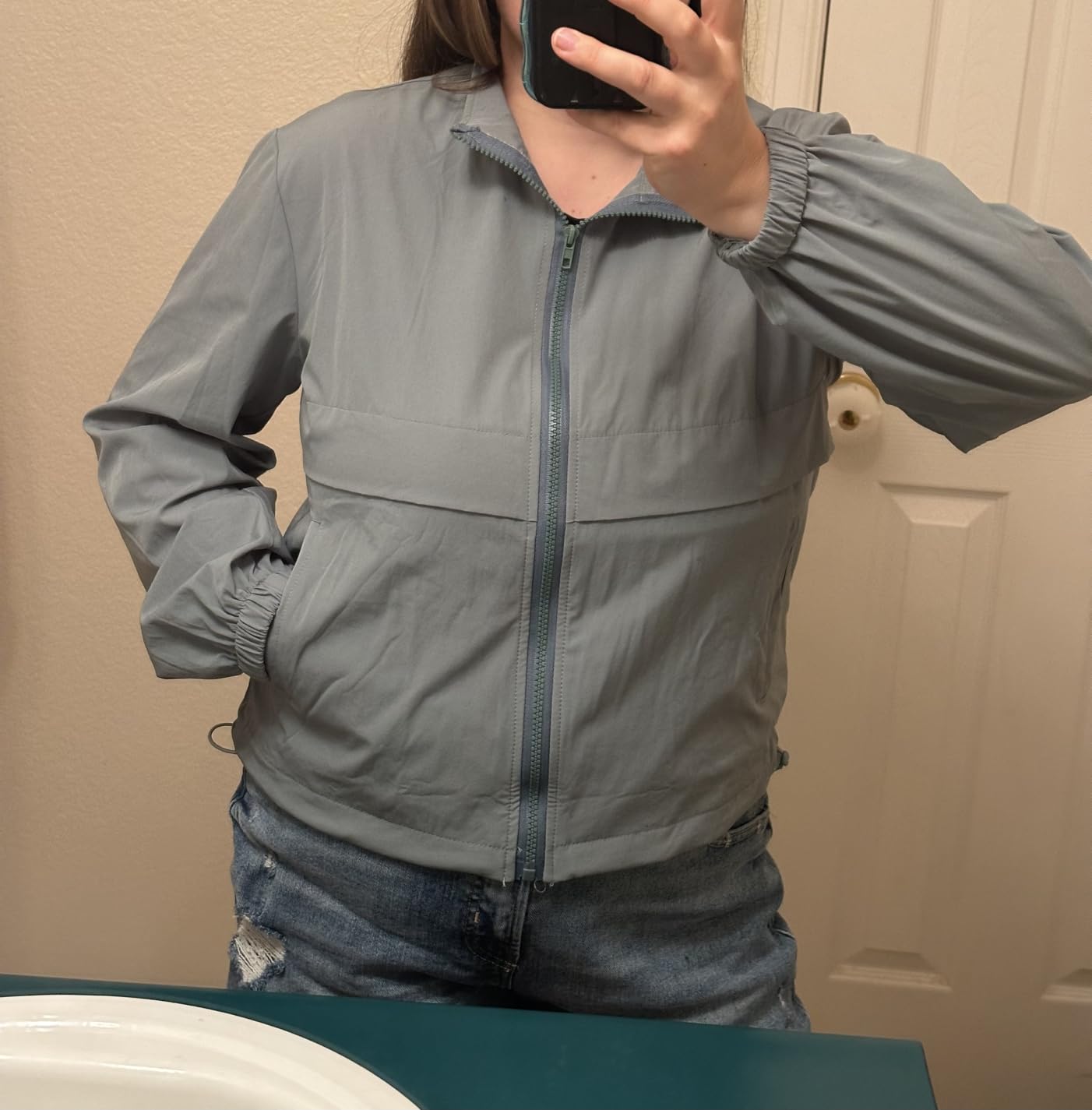 Locachy Women's Lightweight Zip Up Athletic Jacket Stand Collar Windproof Sun Protection Workout Outdoor Jacket customer photo 2