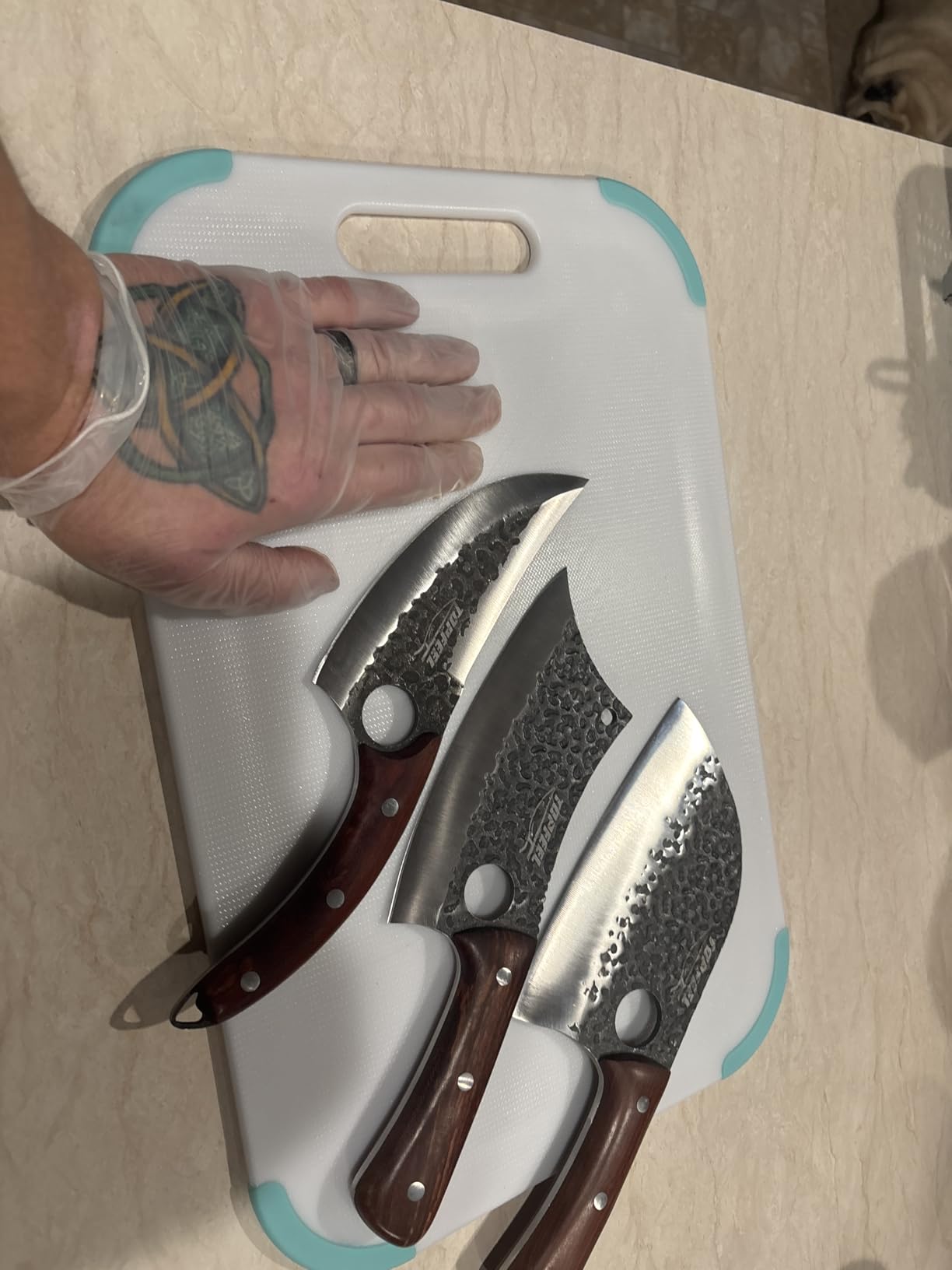 Topfeel 3PCS Hand Forged Kitchen Knife Set - Viking Chef Knives Men Gifts customer photo 2
