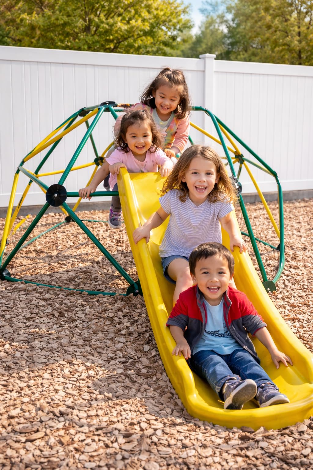 Olakids Climbing Dome with Slide, Kids Outdoor Jungle Gym Geometric Dome Climber, Steel Frame, 8FT Climb Structure Backyard Playground Center Equipment for Toddlers customer photo 1
