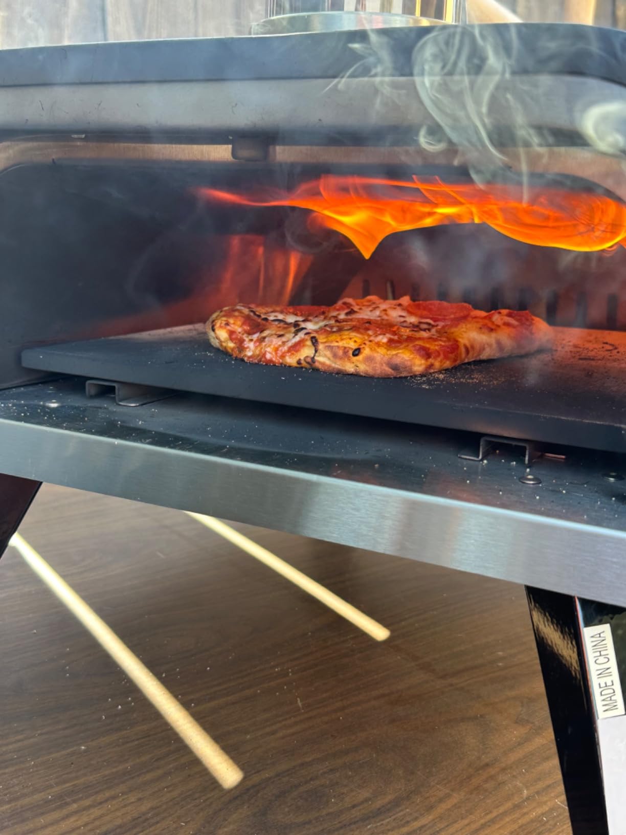 Pizza Oven Outdoor Wood Fired and Gas Pizza Oven 12 Multi-Fuel Pizza Oven, Portable Pizza Maker Oven Grill for Outside Backyard, with Gas Burner, Wood Tray, oven gloves, Peel, and Cutter customer photo 2