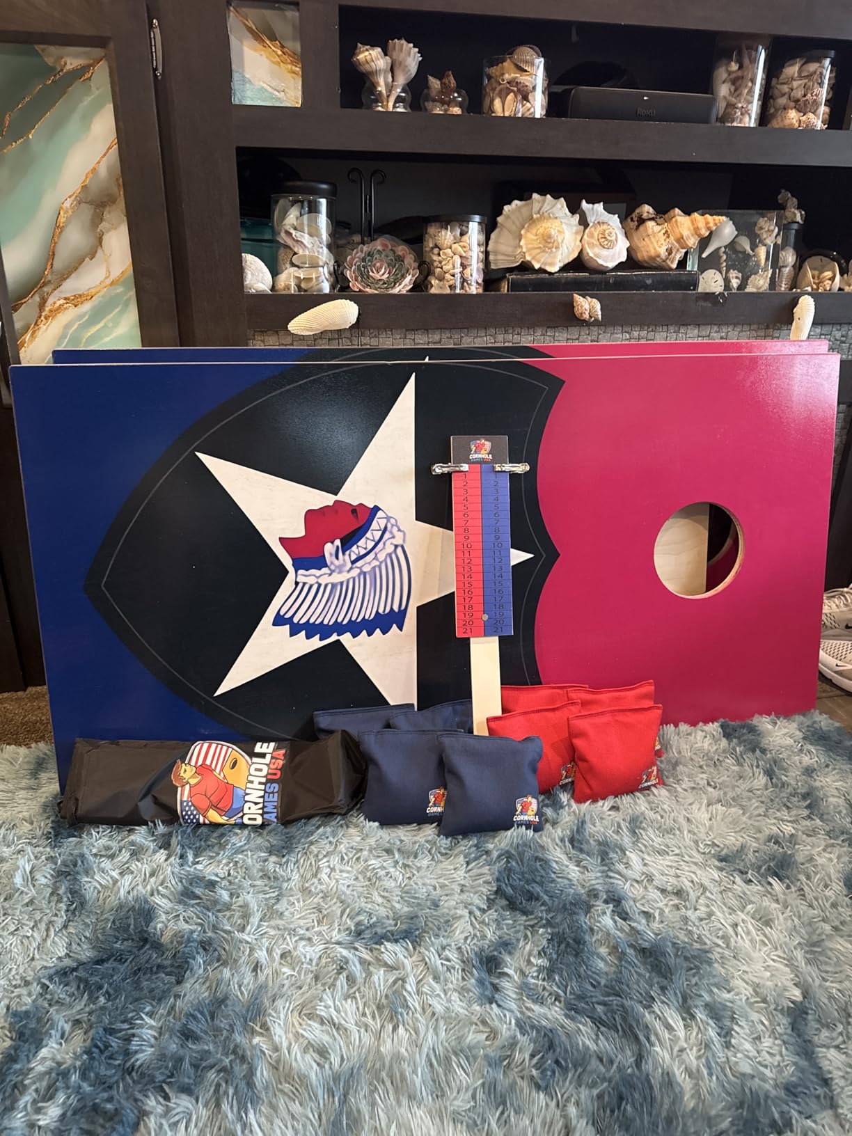 Custom Pro Cornhole Boards | Handmade in USA | 3/4 Baltic Birch | No Bounce | Triple Thick Legs | Two Brace & Handles, 2x4 Regulation Cornhole Board Set with Score Tower & Set of 8 Cornhole Bags customer photo 2