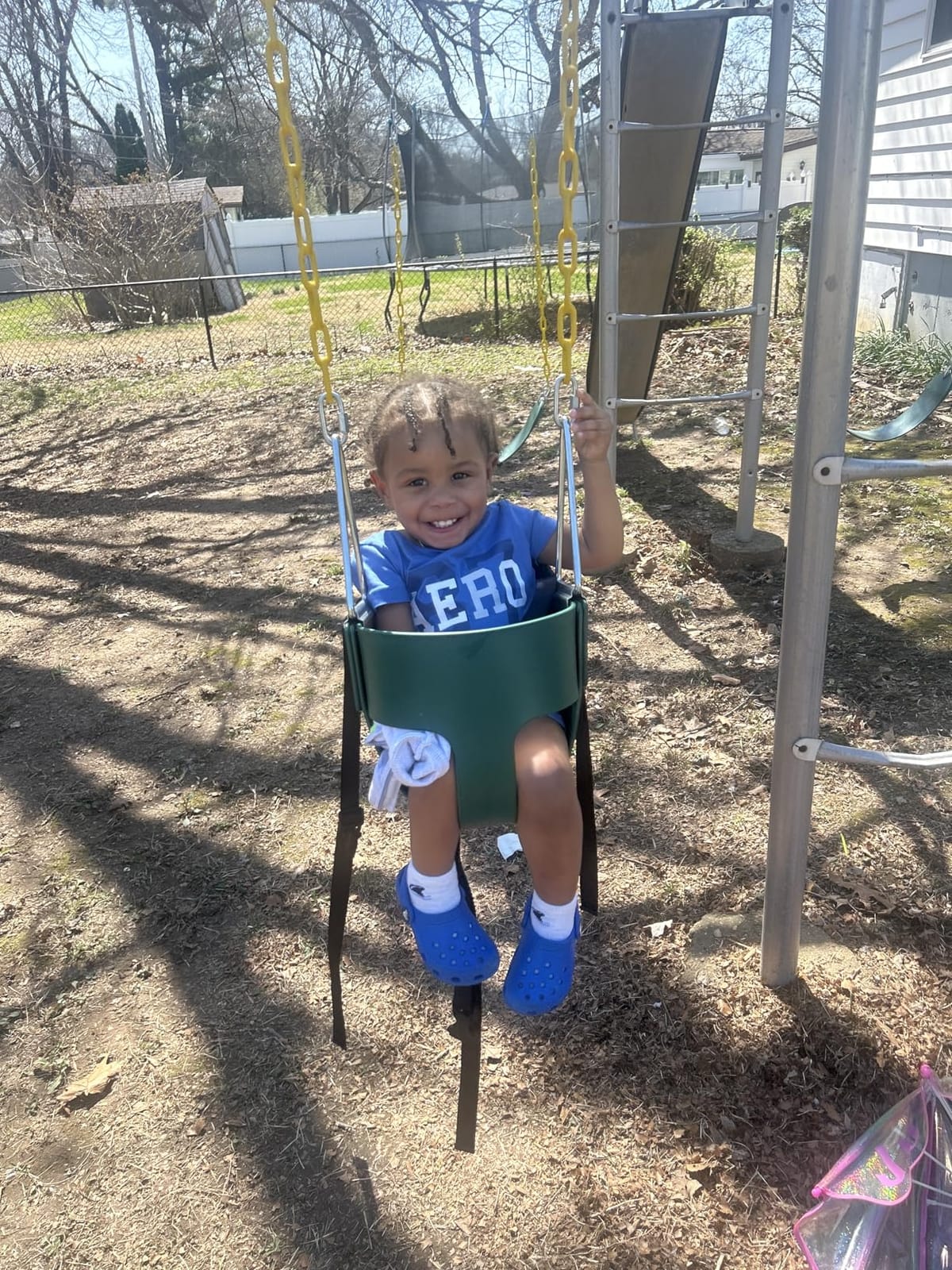High Back Full Bucket Toddler Swing Seat with 3- Point Adjustable Safety Harness, 66 inch Detachable Chain,Suitable for Babies Aged 6-24 Months，Baby Swing for Swingset (Green) customer photo 2