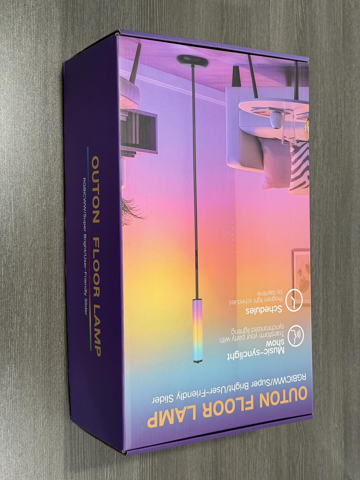 OUTON Bright Smart Floor Lamp with Remote, App & Touch Control, RGB Color Changing Standing Lamp, 2200K-6500K Dimmable, 3 Adjustable Heights, 32 Scenes for Living Room Bedroom Office Black customer photo 1