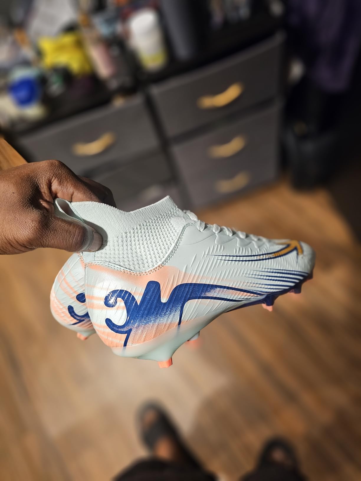 Soccer Cleats for Mens Womens High Tops Lace Up Unisex Football Shoes Indoor Turf Soccer Shoe customer photo 1